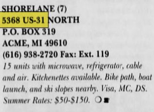 Shorelane Motel - Jun 1997 Ad